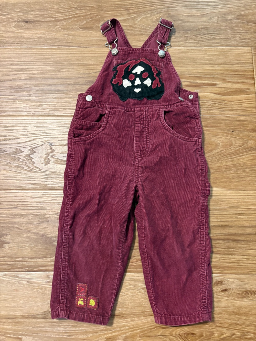 2T Kids Burgundy Corduroy handmaid Jerry Garcia Overalls